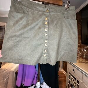 SAGE the Label Olive GREEN Button-Up Snap mini Skirt